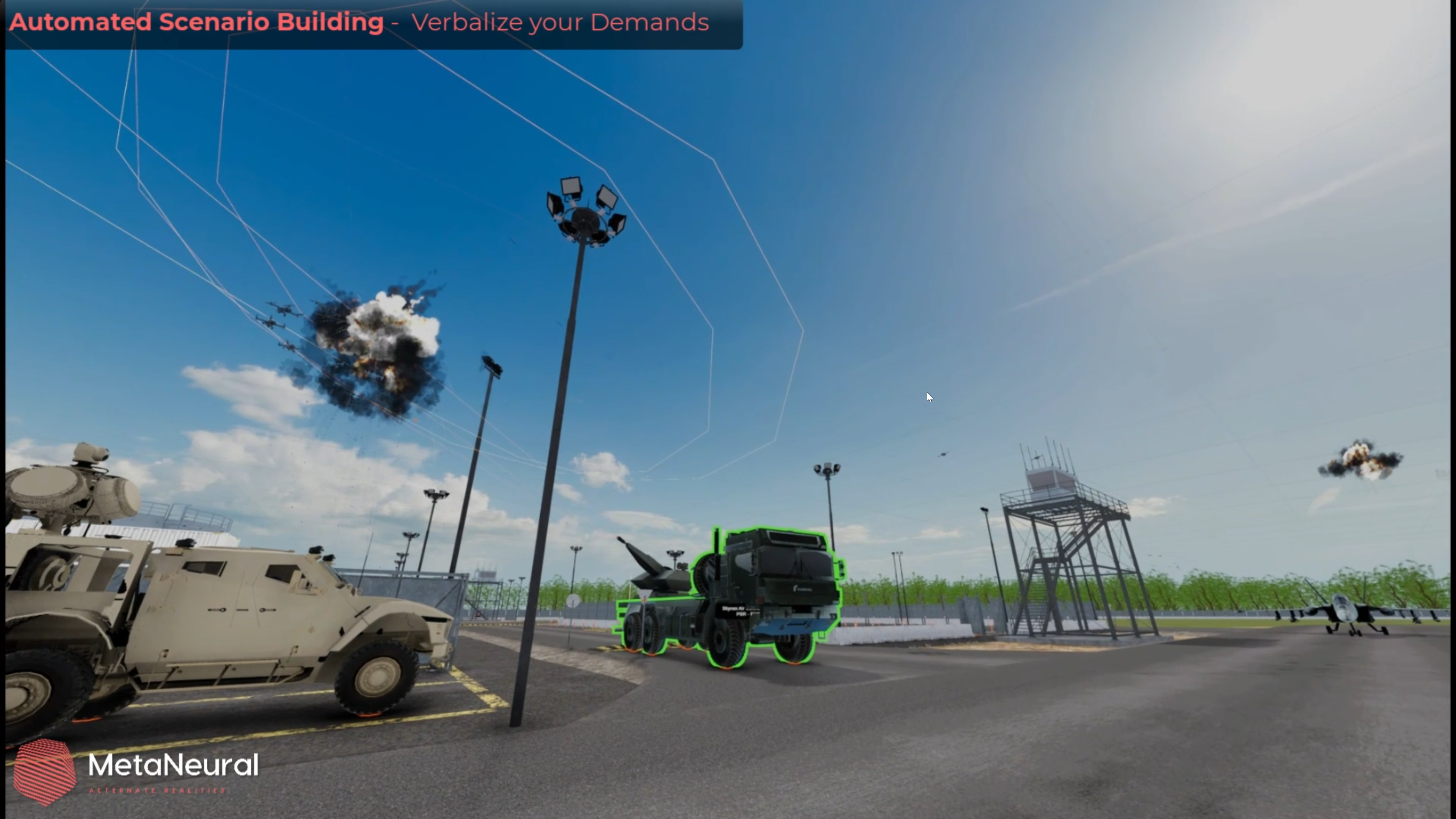 MetaNeural automated scenario building with a drone attack simulation